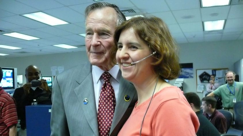 CS alumna Monica Visinsky with former U.S. President George Bush